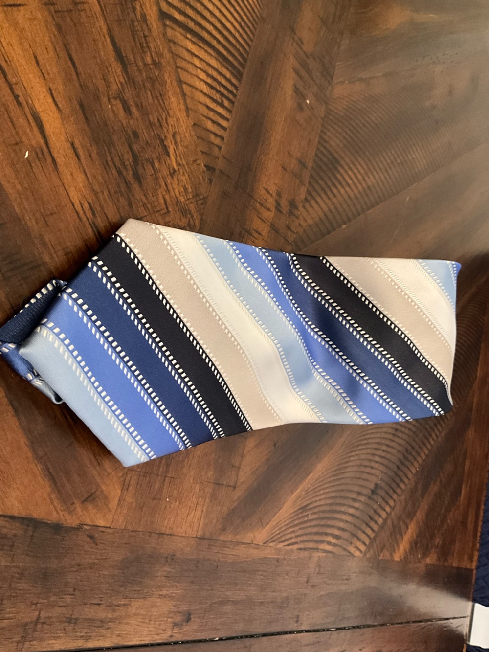 Alexander Julian Blue, Navy and Silver Diagonal Stripe Tie